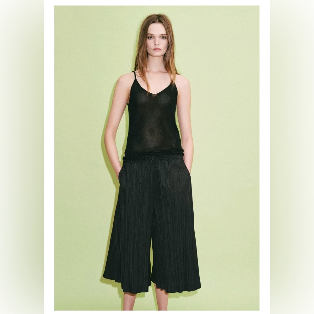 Zara ZW Collection Black Wide shorts Pleated Pants